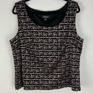 Vintage Dressbarn Embroidered Sequin Top Layering CottageCore Boho Holidays 18W